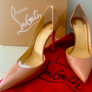 Christian Louboutin Iriza Patent 100mm Half d’Orsay Red Sole High-Heel Pumps